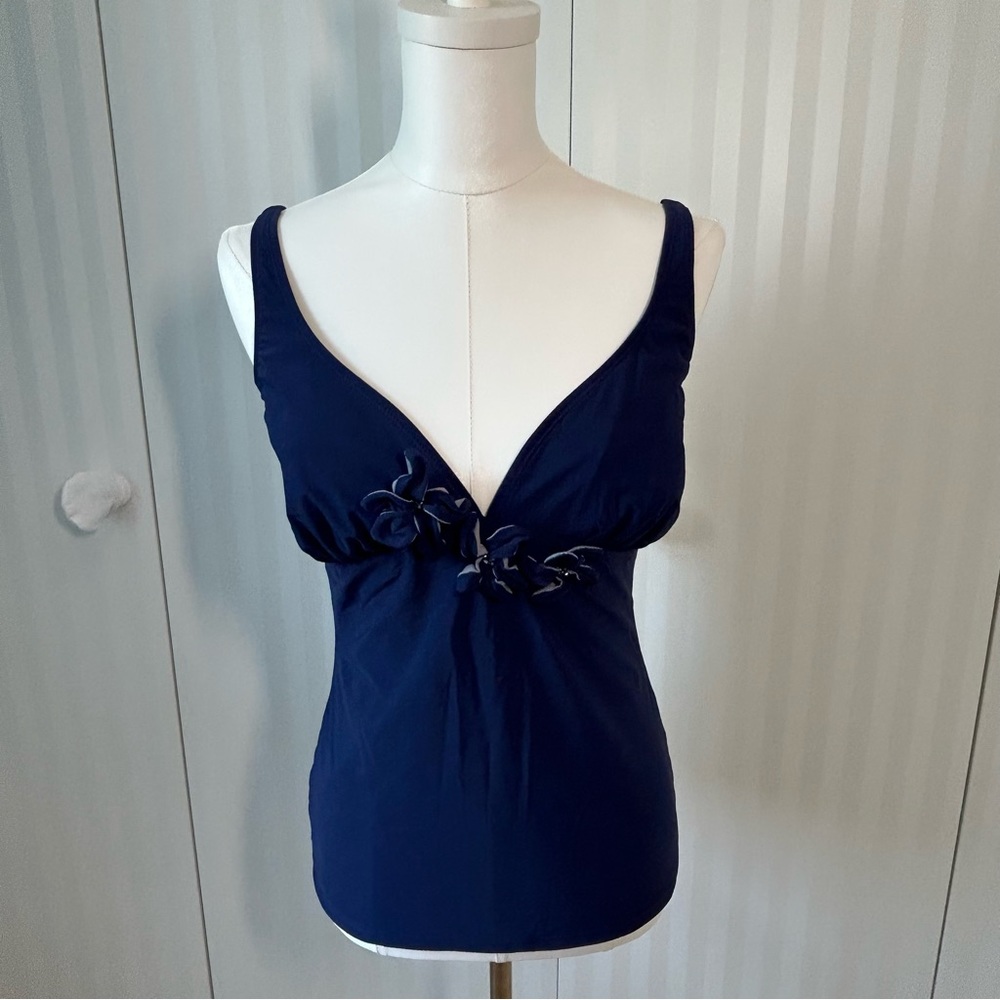 Lea Gottlieb blue gray flowers swim tankini Size UK 14 (size M or S)